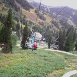 Brennan in the chairlift behind us